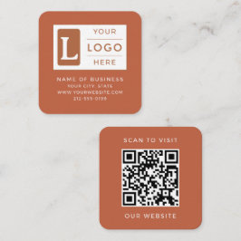 Cartão De Visita Quadrado Código QR de Terracota Moderna com Logotipo Person