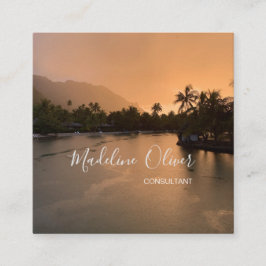 Cartão De Visita Quadrado Código QR de Viagem Tropical Moderno Profissional