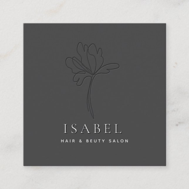 Cartão De Visita Quadrado Código Qr do abstrato floral letterpress profissio (Frente)