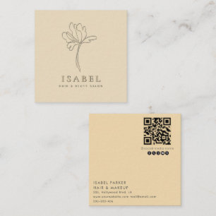 Cartão De Visita Quadrado Código Qr do abstrato floral letterpress profissio