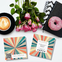 Cartão De Visita Quadrado Código QR do Arco Arco-Íris Colorido