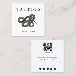 Cartão De Visita Quadrado Código QR do Artista de Tatuagem de cobra