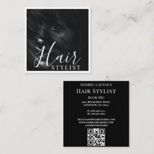 Cartão De Visita Quadrado Código QR do Artista Makeup do Stylist do Cabelo d