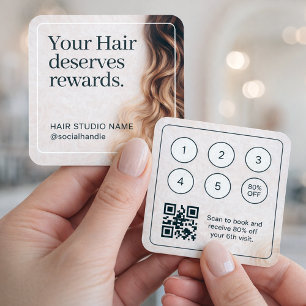 Cartão De Visita Quadrado Código Qr do Blonde Waves Luxury Rewards Hair Stud