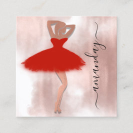 Cartão De Visita Quadrado Código QR do Compro de eventos da moda Rosa Red Dr