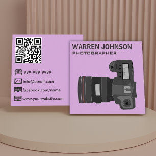 Cartão De Visita Quadrado Código QR do Fotógrafo Moderno