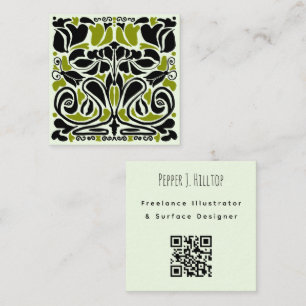 Cartão De Visita Quadrado Código QR do ilustrador designer de superfície