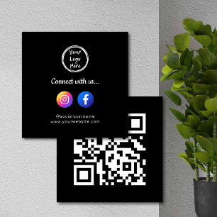 Cartão De Visita Quadrado Código QR do Instagram e Facebook para Mídia Socia