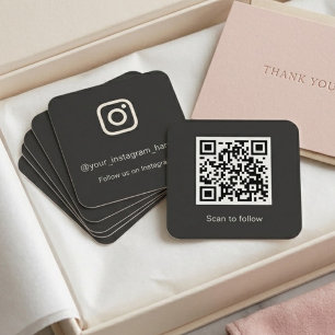 Cartão De Visita Quadrado Código QR do Instagram Seguir Mídia Social Perso