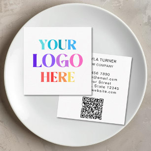 Cartão De Visita Quadrado Código QR do Logotipo