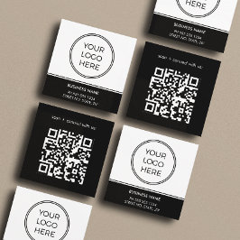 Cartão De Visita Quadrado Código QR do Logotipo da Basic Black Business