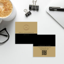 Código QR do logotipo Dourado preto minimalista