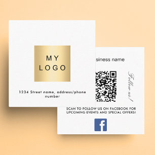 Cartão De Visita Quadrado Código QR do logotipo Facebook siga-nos prêmio bra