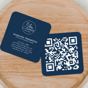 Cartão De Visita Quadrado Código QR do logotipo genérico profissional da emp