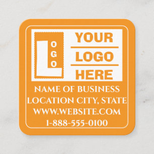 Cartão De Visita Quadrado Código QR do Logotipo Laranja Moderno para Site em