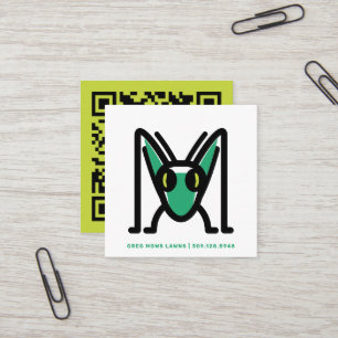 Cartão De Visita Quadrado Código QR do Mascote do Simple Lawn Service Grassh