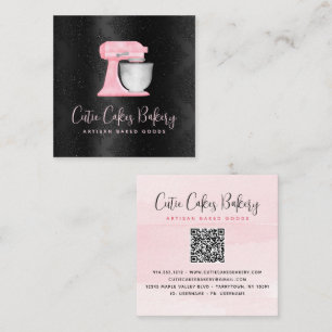 Cartão De Visita Quadrado Código QR do Misturador de Cozinha Rosa Blush Pada