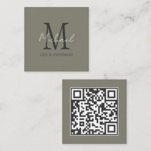 Cartão De Visita Quadrado Código QR do Monograma de Máquinas Modernas