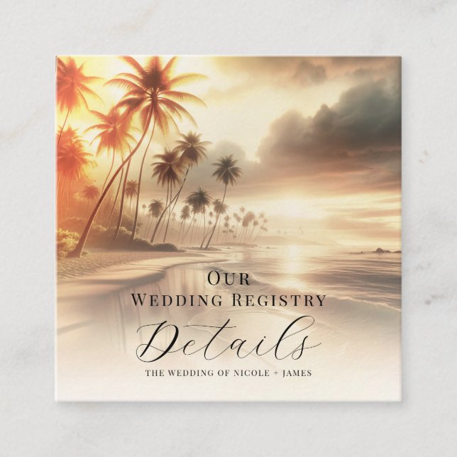 Cartão De Visita Quadrado Código QR do Registro do Nascer do Sol na Praia co (Frente)