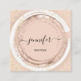 Cartão De Visita Quadrado Código Qr do Rosa de Glitter de Frame SPA de Compr