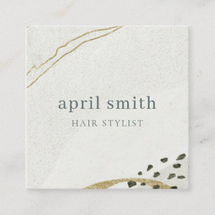 Cartão De Visita Quadrado Código QR Dourado de marfim preto-e-marfim Abstrat