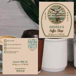 Cartão De Visita Quadrado Código QR e Compro de café com cópia personalizada