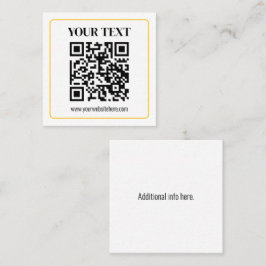 Cartão De Visita Quadrado Código QR e texto editáveis com borda de ouro amar