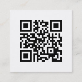 Cartão De Visita Quadrado Código QR Elegante mínimo preto e branco