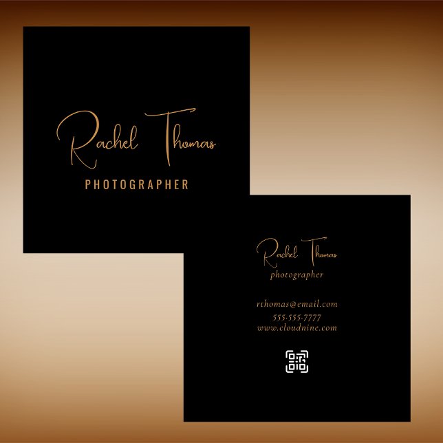Cartão De Visita Quadrado Código QR Elegante Moderno Profissional (Criador carregado)