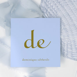 Cartão De Visita Quadrado Código QR Elegante Moderno Único Azul