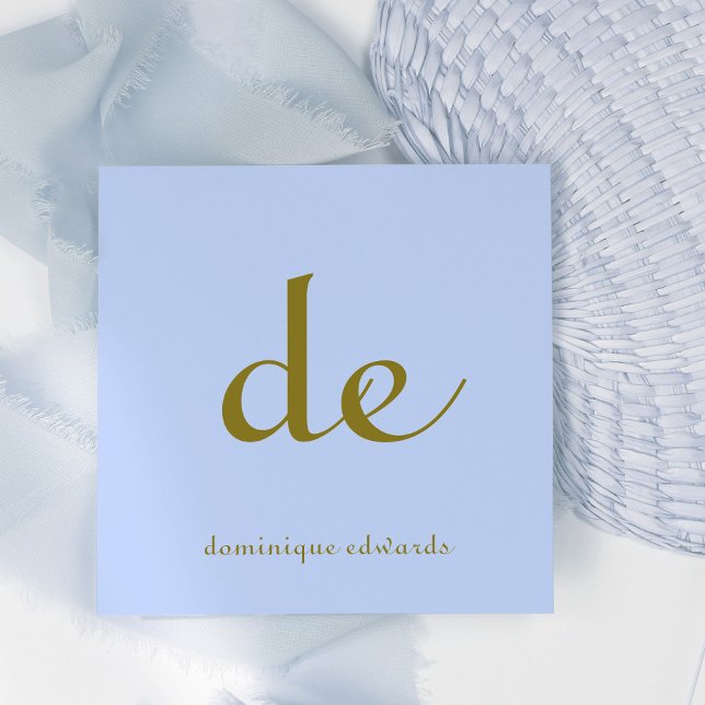 Cartão De Visita Quadrado Código QR Elegante Moderno Único Azul (Criador carregado)