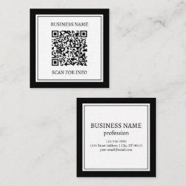 Cartão De Visita Quadrado Código QR empresarial | Preto e Branco
