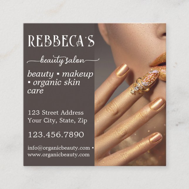 Cartão De Visita Quadrado Código QR Eyelash Eyelash do Unhas Makeup (Frente)