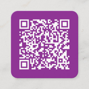 Cartão De Visita Quadrado Código QR instantâneo com URL do seu site Roxo