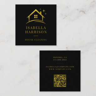 Cartão De Visita Quadrado Código QR Limpeza Casa Ouro Preto