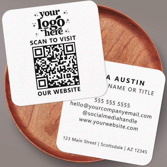 Cartão De Visita Quadrado Código QR Logotipo comercial Professional Moderno  (Criador carregado)