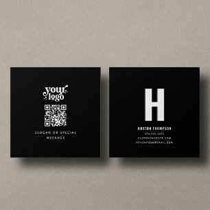 Cartão De Visita Quadrado Código QR Logotipo frente e verso do monograma