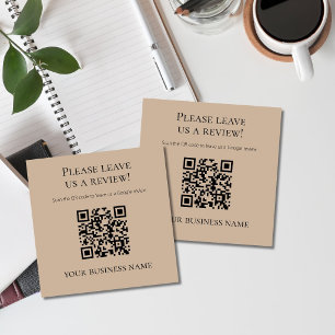 Cartão De Visita Quadrado Código QR Marrom Quente Moderno Avaliação Google
