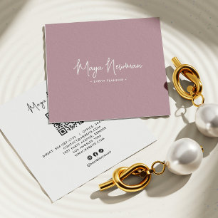 Cartão De Visita Quadrado Código QR Mínimo de CHIC Mínimo de PINK Moderno