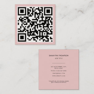 Cartão De Visita Quadrado Código QR - Mínimo Mínimo Verdadeiro Rosa