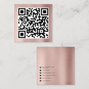 Cartão De Visita Quadrado Código QR - Mínimo Rosa Dourado Rosa Moderado