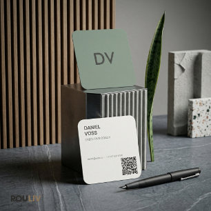 Cartão De Visita Quadrado Código QR Mínimo Vertical Moderno   Profissional