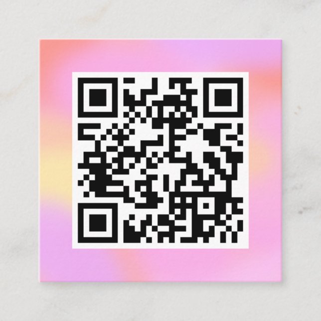 Cartão De Visita Quadrado Código QR Moderno Bonito Pastel Rosa Boho Feminina (Frente)