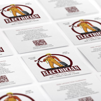 Cartão De Visita Quadrado Código QR moderno contratante de iluminação elétri