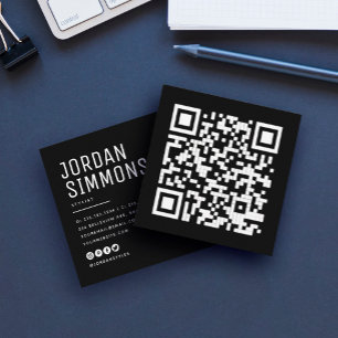 Cartão De Visita Quadrado Código QR Moderno e Ousado Simples e Elegante