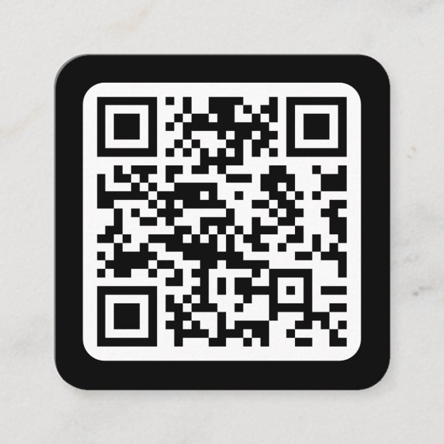 Cartão De Visita Quadrado Código QR moderno editável | Branco preto ou qualq (Frente)
