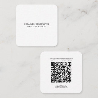 Cartão De Visita Quadrado Código QR Moderno Simples e Elegante para Funcioná