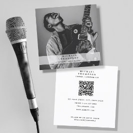 Cartão De Visita Quadrado Código QR para Imprensa Musical Cantora Foto Socia