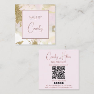Cartão De Visita Quadrado Código QR para lavagem de cor de água pastel com b