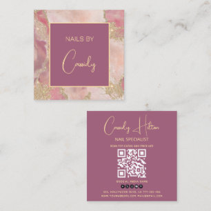 Cartão De Visita Quadrado Código QR para lavagem de cor de água pastel com b